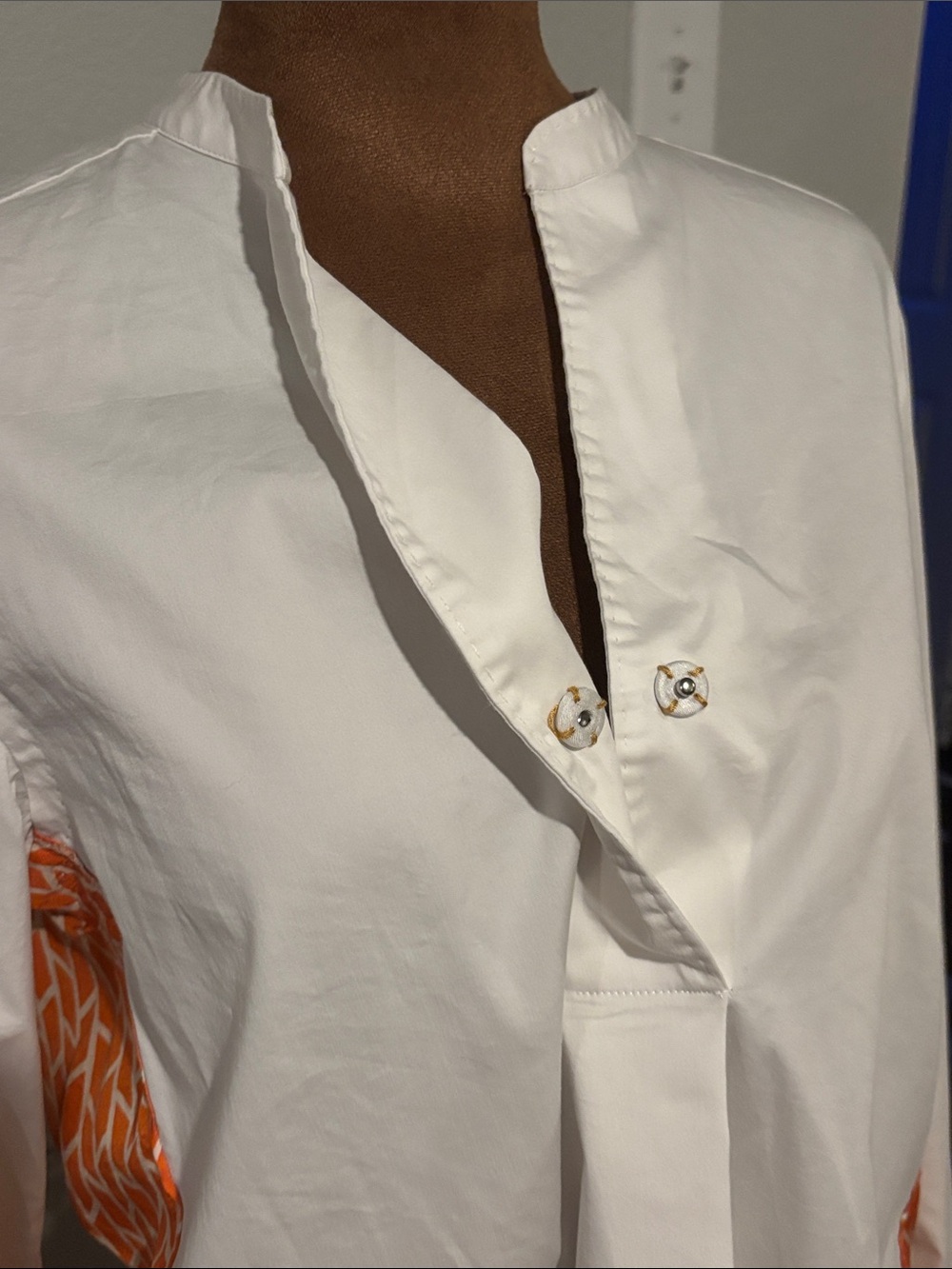 Le Sarte Pettegole Italian Designer White Tunic Orange Geometric Side Panels 42 - Picture 11 of 11